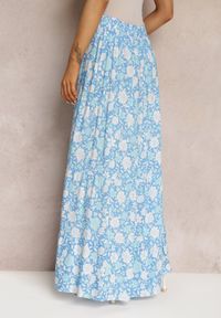 Renee - Niebieska Bawełniana Spódnica Maxi w Kwiaty Eile. Kolor: niebieski. Materiał: bawełna. Wzór: kwiaty #5