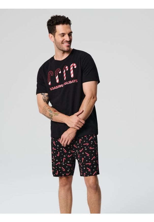 Sinsay - Piżama dwuczęściowa - czarny. Kolor: czarny. Długość: krótkie