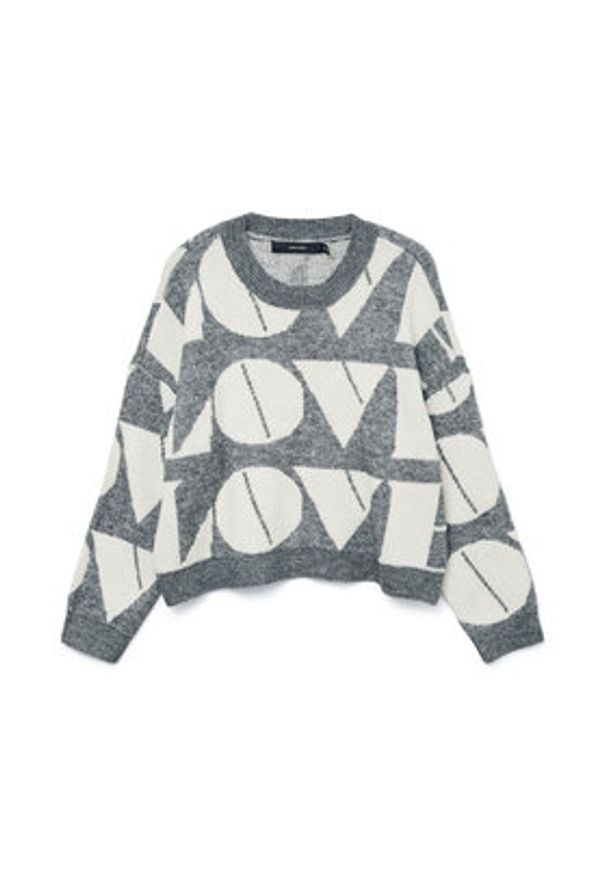 Vero Moda Sweter Love 10331432 Szary Regular Fit. Kolor: szary. Materiał: syntetyk