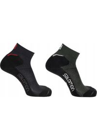 salomon - Skarpety sportowe do biegania Salomon Speedcross Ankle 2 pary. Kolor: czarny, szary, wielokolorowy. Sport: bieganie