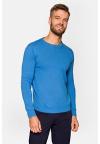 Lancerto - Sweter Niebieski Bawełniany Keegan. Kolor: niebieski. Materiał: bawełna