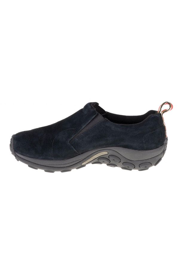 Buty do chodzenia męskie Merrell Jungle Moc. Zapięcie: bez zapięcia. Kolor: wielokolorowy, czarny. Materiał: tkanina, materiał, skóra, syntetyk. Szerokość cholewki: normalna. Sport: turystyka piesza