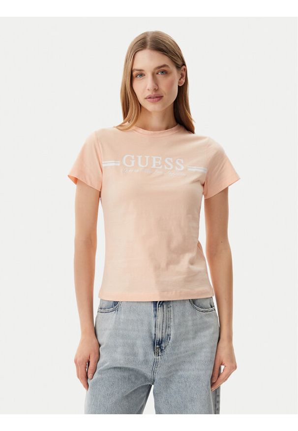 Guess T-Shirt V5GI03 I3Z14 Pomarańczowy Regular Fit. Kolor: pomarańczowy. Materiał: bawełna
