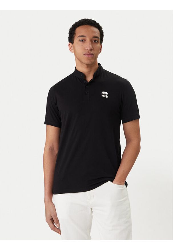Karl Lagerfeld - KARL LAGERFELD Polo 745022 562224 Czarny Regular Fit. Typ kołnierza: polo. Kolor: czarny. Materiał: bawełna
