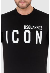 DSQUARED2 Czarny t-shirt męski z dużym logo icon. Kolor: czarny