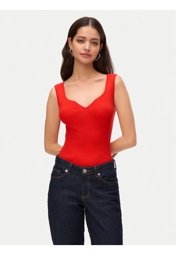 Vero Moda Top Willow 10326450 Czerwony Slim Fit. Kolor: czerwony. Materiał: wiskoza