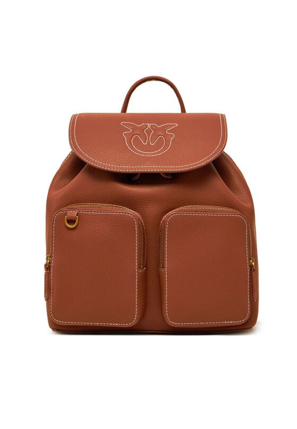 Pinko - PINKO Plecak Carrie Backpack PE 25 PLTT 104351 A1LF Brązowy. Kolor: brązowy. Materiał: skóra