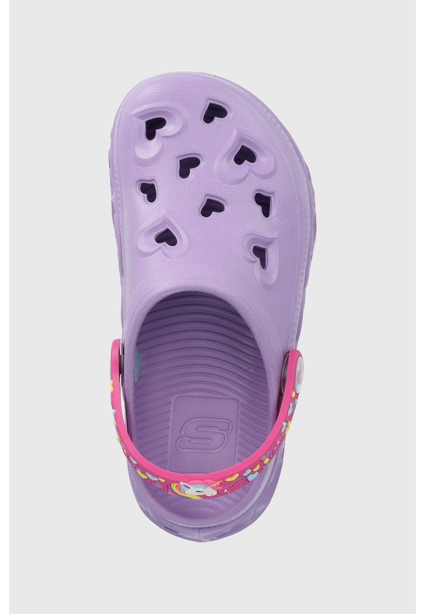 skechers - Skechers klapki dziecięce Foamies kolor fioletowy. Nosek buta: okrągły. Kolor: fioletowy. Materiał: guma