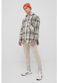 Tommy Jeans Spodnie męskie kolor beżowy w fasonie chinos. Kolor: beżowy. Materiał: tkanina, bawełna, materiał. Wzór: gładki #3