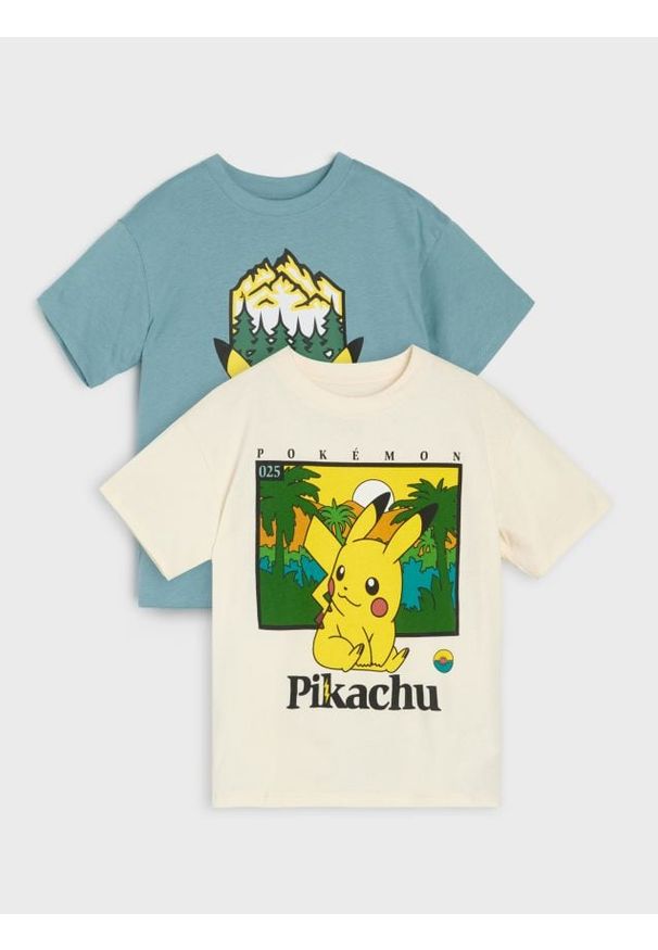 Sinsay - Bawełniana koszulka z nadrukiem Pokemon - wielobarwny. Materiał: bawełna. Wzór: nadruk