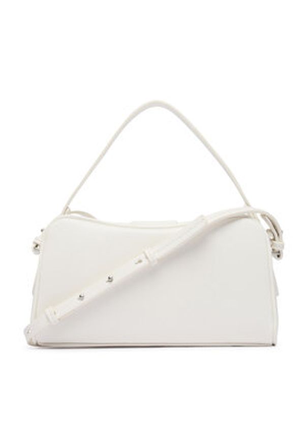Calvin Klein Torebka Emblem Trio Top Handle Camera Ba LV04F3370G Biały. Kolor: biały. Materiał: skórzane