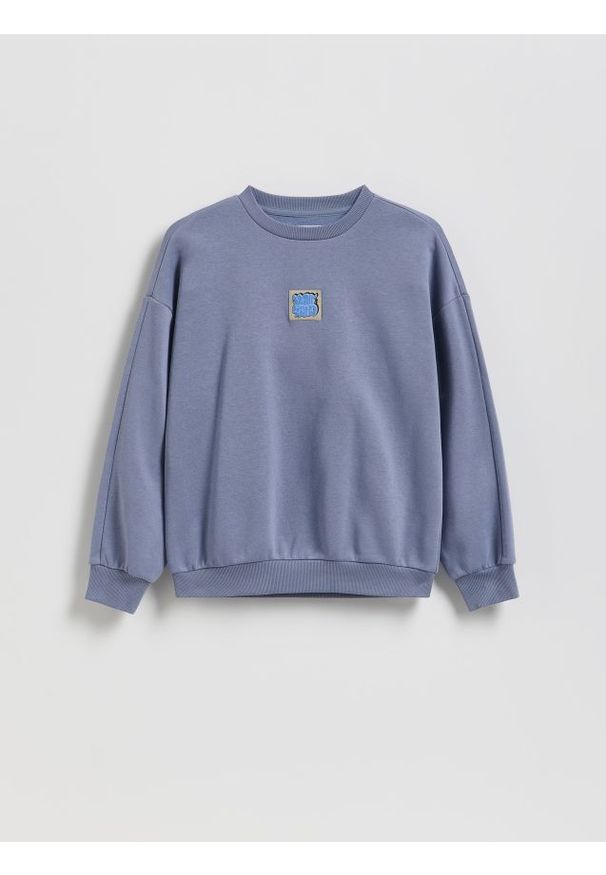 Reserved - Bawełniana bluza oversize - niebieski. Kolor: niebieski. Materiał: bawełna