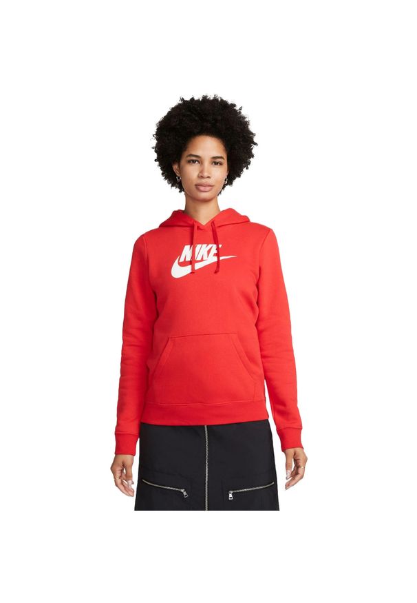 Bluza z kapturem Nike Sportswear Club Fleece, Kobiety. Typ kołnierza: kaptur. Kolor: czerwony. Materiał: bawełna, materiał