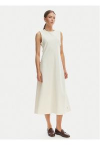TOMMY HILFIGER - Tommy Hilfiger Sukienka codzienna WW0WW48774 Beżowy Regular Fit. Okazja: na co dzień. Kolor: beżowy. Materiał: bawełna. Typ sukienki: proste. Styl: casual #1