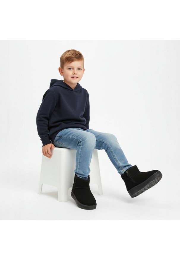 Big-Star - Czarne Śniegowce Big Star Ocieplane Buty Dziecięce. Kolor: czarny. Materiał: syntetyk, materiał, futro. Szerokość cholewki: normalna