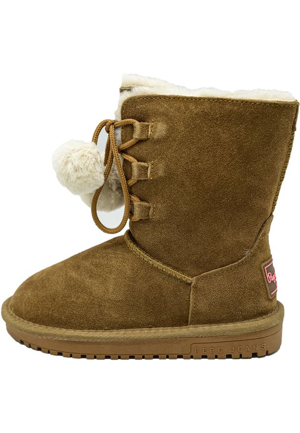 Buty Pepe Jeans Diss Plush, Dzieci. Kolor: brązowy. Materiał: zamsz, materiał. Sezon: zima