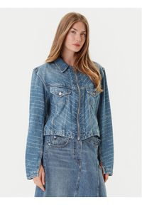 BOSS Kurtka jeansowa 50542426 Niebieski Slim Fit. Kolor: niebieski. Materiał: bawełna