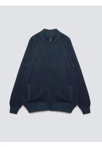 Big-Star - Sweter męski rozpinany ze stójką granatowy Nazar 403. Okazja: na co dzień. Typ kołnierza: kołnierzyk stójkowy. Kolor: niebieski. Materiał: jeans, dzianina. Wzór: gładki, ze splotem. Styl: klasyczny, casual #7