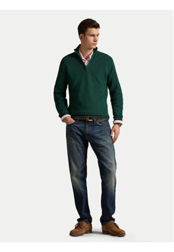 Polo Ralph Lauren Sweter 710932304526 Zielony Regular Fit. Typ kołnierza: polo. Kolor: zielony. Materiał: bawełna