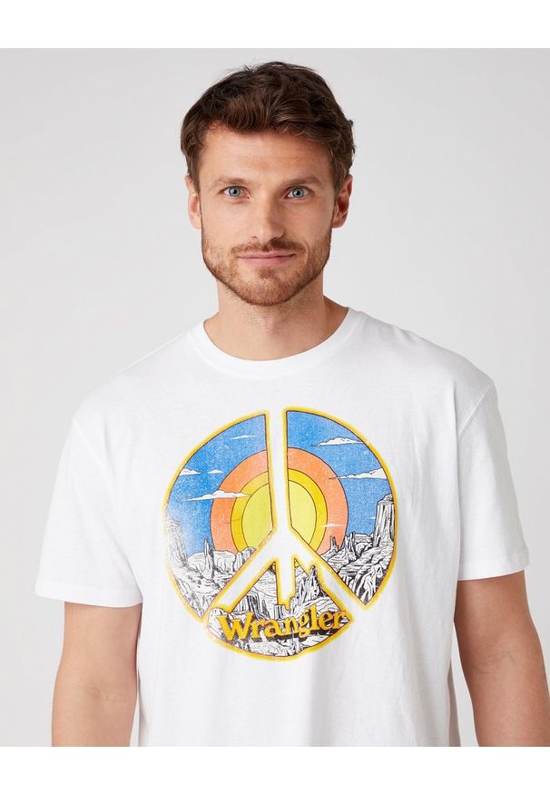 Wrangler - T-SHIRT MĘSKI WRANGLER SS CAR TEE WHITE W7APGF989 112131357