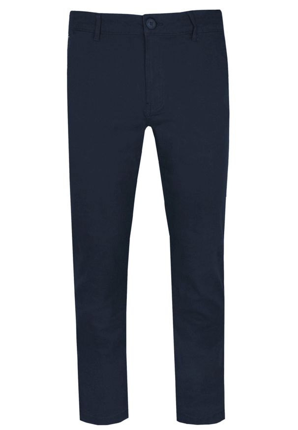 Męskie Spodnie Bawełniane (Chinos) - Pako Jeans - Granatowe. Kolor: niebieski. Materiał: bawełna