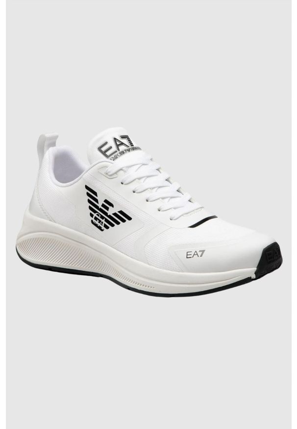 EA7 Emporio Armani - EA7 Białe sneakersy z czarną podeszwą, Rozmiar 43 1/3. Kolor: biały
