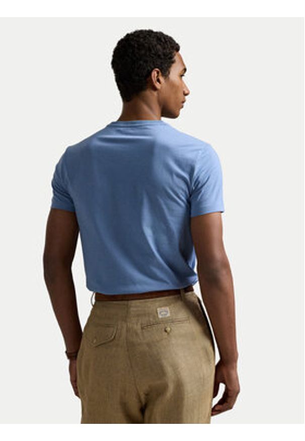 Polo Ralph Lauren T-Shirt 710671438430 Błękitny Custom Slim Fit. Typ kołnierza: polo. Kolor: niebieski. Materiał: bawełna