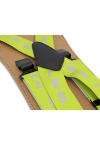 Modini - Szerokie żółte narciarskie szelki do spodni - SKI T28. Kolor: żółty. Materiał: skóra, guma #1