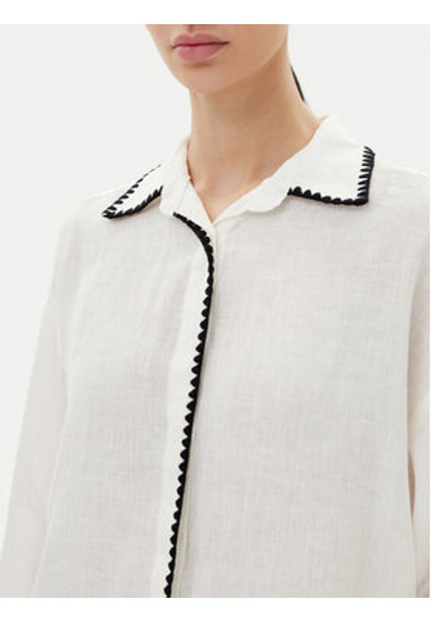 ICONA Koszula RP5LE003 Biały Relaxed Fit. Kolor: biały. Materiał: len