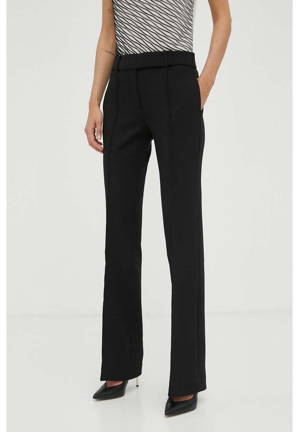 MICHAEL Michael Kors spodnie damskie kolor czarny proste medium waist. Okazja: na co dzień. Kolor: czarny. Materiał: materiał. Styl: casual