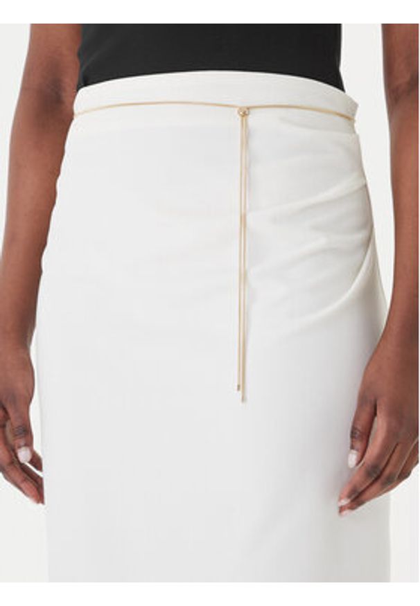 Hugo - HUGO Spódnica ołówkowa Ratsa 50558168 Écru Slim Fit. Kolor: kremowy. Materiał: wiskoza