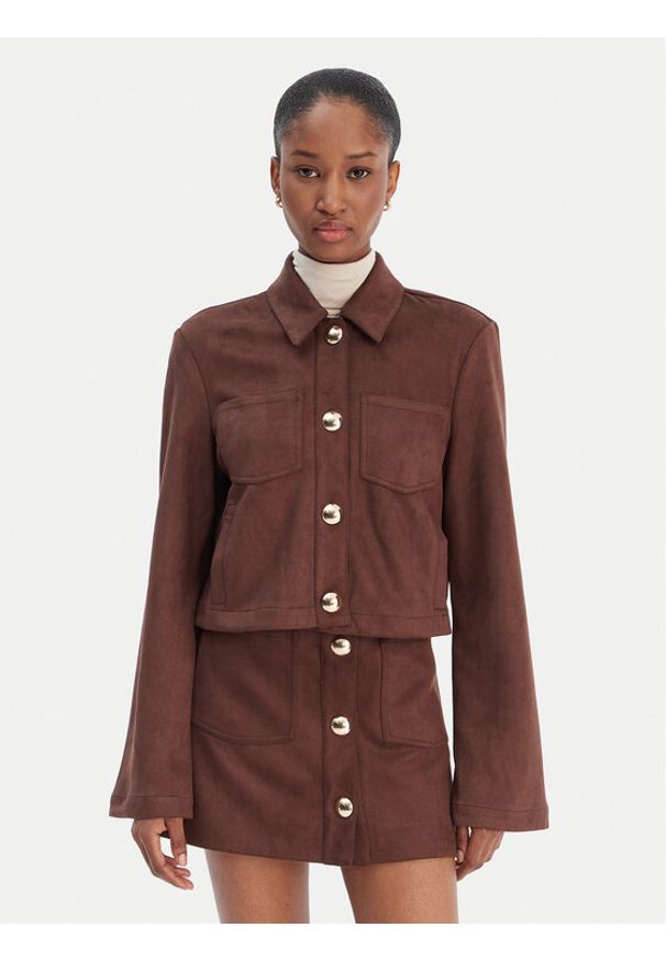 BARDOT - Bardot Koszula Lorenzo 59668TB1 Brązowy Boxy Fit. Kolor: brązowy. Materiał: skóra