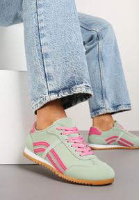 Renee - Jasnozielone Sneakersy przed Kostkę z Paskami na Cholewce Deniffia. Okazja: na co dzień. Wysokość cholewki: przed kostkę. Zapięcie: pasek. Kolor: zielony. Szerokość cholewki: normalna #6