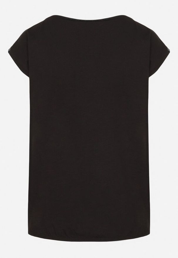 Born2be - Czarny Bawełniany T-shirt w Klasycznym Stylu Raliessa. Okazja: na co dzień. Kolor: czarny. Materiał: bawełna. Sezon: lato, wiosna. Styl: klasyczny