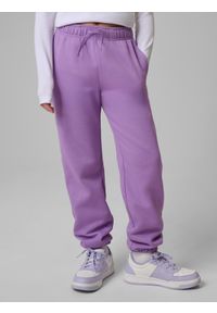 4f - 4F Spodnie dresowe joggery dziewczęce - fioletowe 152 (11-12 lat). Okazja: na co dzień. Kolor: fioletowy. Materiał: dresówka. Sezon: lato. Styl: casual, sportowy #2
