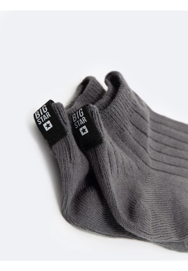 Big-Star - Stopki męskie bambusowe w paski szare Tagar 905. Kolor: szary. Materiał: materiał. Wzór: paski