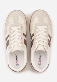 Born2be - Brązowe Sneakersy Kultowe Tenisówki z Plecioną Strukturą Loraebelle. Nosek buta: okrągły. Zapięcie: sznurówki. Kolor: brązowy. Materiał: skóra, materiał. Obcas: na obcasie. Wysokość obcasa: niski #9