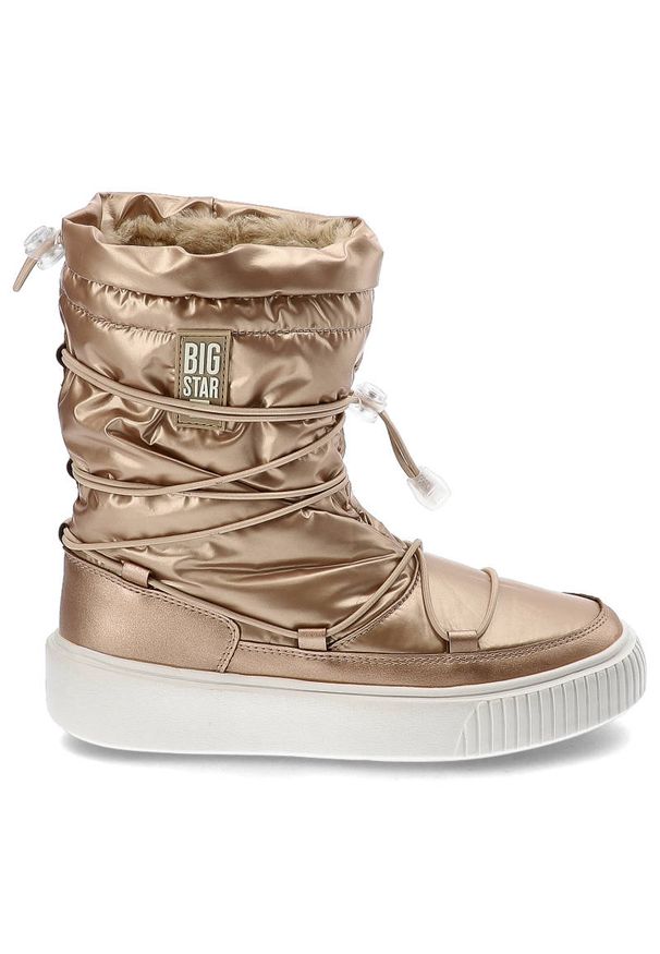 Big-Star - Beżowe Śniegowce Big Star Ocieplane Buty Damskie. Zapięcie: bez zapięcia. Kolor: beżowy. Materiał: syntetyk, skóra ekologiczna, futro, materiał. Szerokość cholewki: normalna. Obcas: na platformie