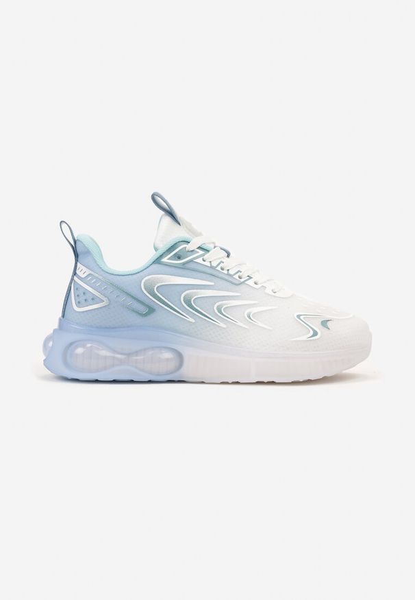 Renee - Biało-Niebieskie Buty Sportowe Sneakersy na Płaskiej Podeszwie ze Sznurowaniem Risannie. Okazja: na co dzień. Zapięcie: sznurówki. Kolor: biały. Materiał: dresówka. Szerokość cholewki: normalna. Obcas: na płaskiej podeszwie