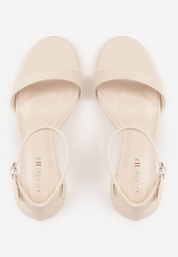 Born2be - Beżowe Sandały na Szpilce z Cienkim Paskiem Nealia. Okazja: na co dzień. Zapięcie: pasek. Kolor: beżowy. Materiał: jeans. Obcas: na szpilce. Styl: klasyczny, casual