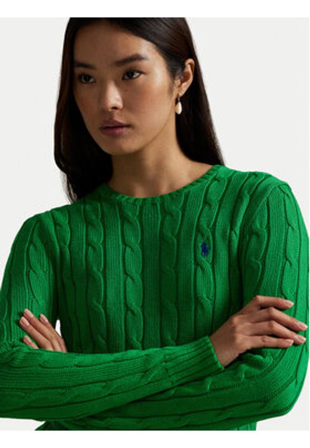 Polo Ralph Lauren Sweter 211971869011 Zielony Slim Fit. Typ kołnierza: polo. Kolor: zielony. Materiał: bawełna