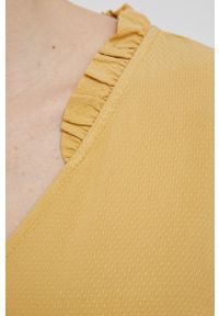Vila bluzka damska kolor żółty gładka. Okazja: na co dzień. Kolor: żółty. Materiał: tkanina, materiał, wiskoza. Wzór: gładki. Styl: casual #5
