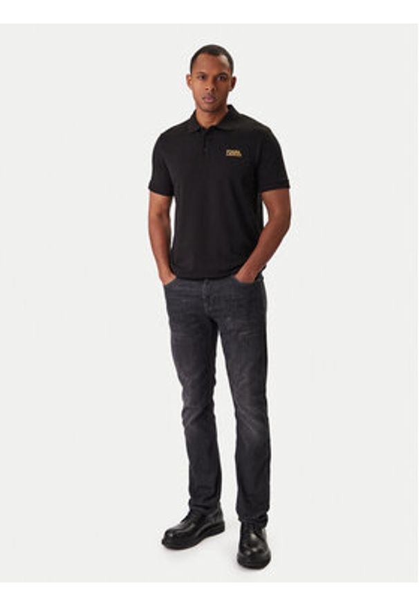 Karl Lagerfeld - KARL LAGERFELD Polo 745780 561235 Czarny Regular Fit. Typ kołnierza: polo. Kolor: czarny. Materiał: bawełna