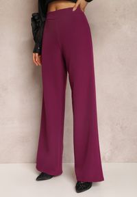 Renee - Fioletowe Spodnie Szerokie High Waist Dule. Stan: podwyższony. Kolor: fioletowy. Materiał: tkanina #1