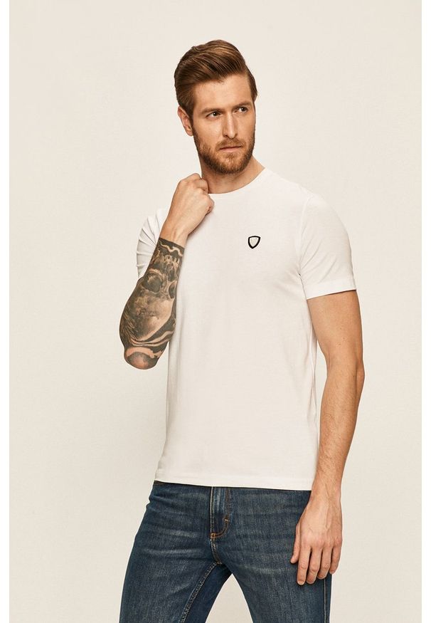 EA7 Emporio Armani - T-shirt. Kolor: biały. Materiał: dzianina