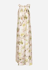 Born2be - Zielona Satynowa Sukienka w Kwiaty Fenaresia. Okazja: na co dzień, na spacer. Kolor: zielony. Materiał: satyna. Długość rękawa: na ramiączkach. Wzór: kwiaty. Sezon: lato. Typ sukienki: proste. Styl: casual, elegancki #6