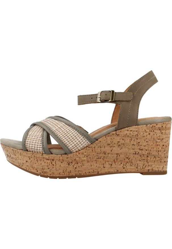 Clarks - Sandały CLARKS 26171441C Zielony. Kolor: zielony. Materiał: tkanina, skóra. Sezon: lato