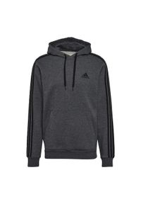 Adidas - Bluza męska adidas Essentials Fleece 3-Stripes Hoodie. Typ kołnierza: kaptur. Kolor: wielokolorowy, czarny, szary. Materiał: bawełna, materiał