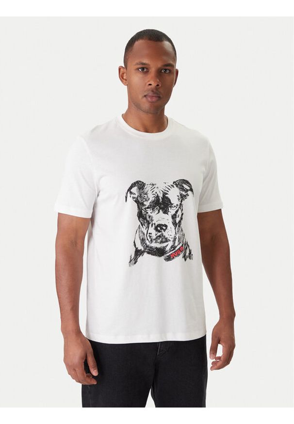 Hugo - HUGO T-Shirt Dubrox 50553779 Écru Regular Fit. Materiał: bawełna