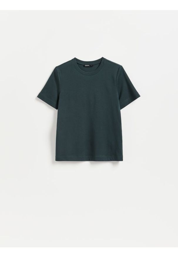 Reserved - T-shirt z bawełny merceryzowanej - ciemnoszary. Kolor: szary. Materiał: bawełna